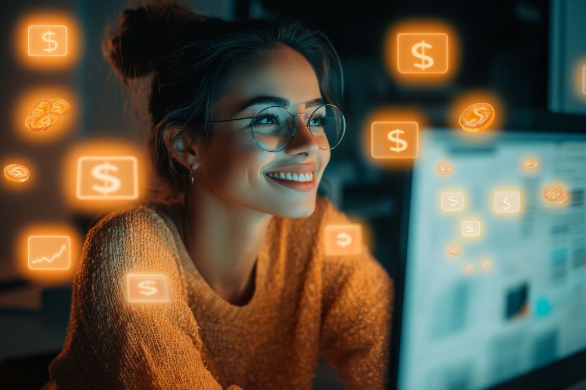 Dos personas revisando el sitio web de su negocio en una computadora portátil, analizando resultados y estadísticas de crecimiento digital.