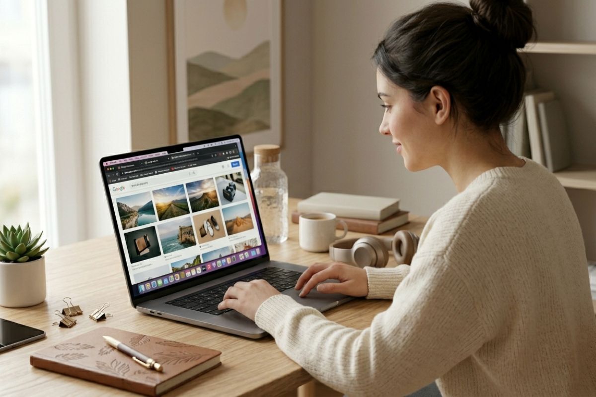 Dos personas revisando el sitio web de su negocio en una computadora portátil, analizando resultados y estadísticas de crecimiento digital.